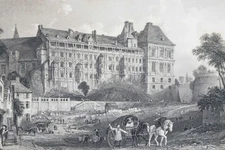 19th C Engraving France Chateau of Blois by J Carter King Louis XII Francis I 