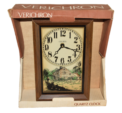 Vintage Harris Mallow Verichron Wood Glass Cabin Clock 12