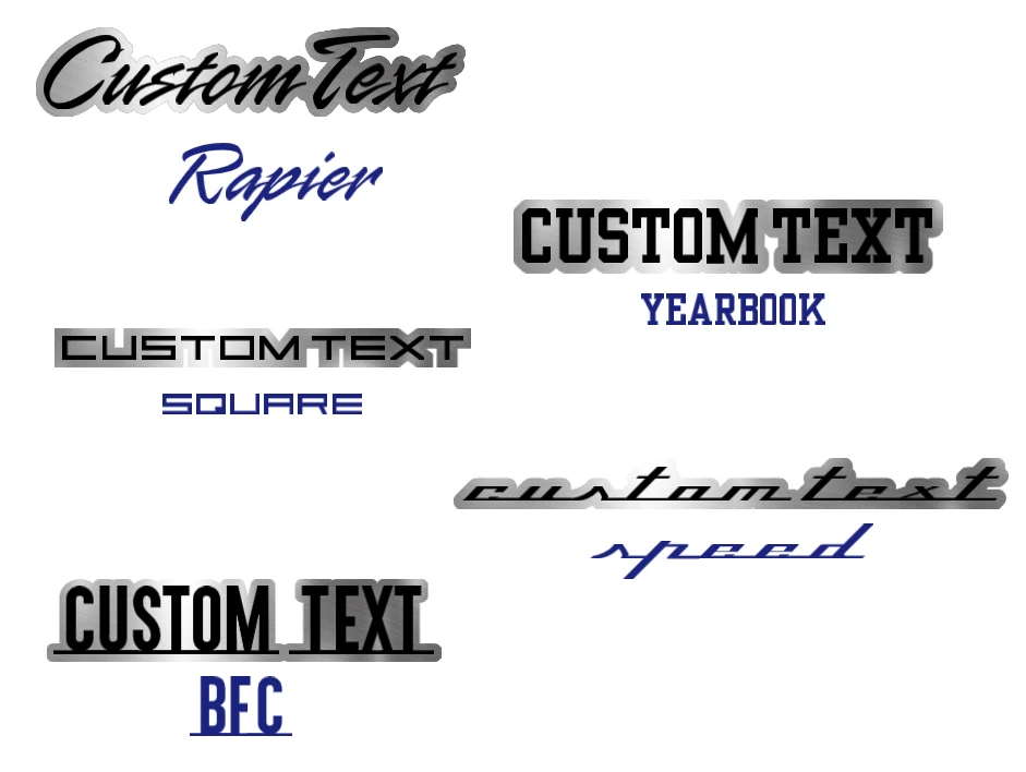 Insignia grabada emblema coche personalizado PLATA CEPILLADA texto personalizado nombre accesorios coche Foto 3 de 4