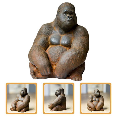 Mini Gorilla Statue Baby Desktop Miniature Animal Shaped Figurine - Picture 11 of 12