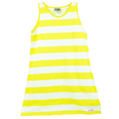 Jersey Shore New Jersey Striped Yellow White Dress Loose Fit Womens Ladies  | eBay
