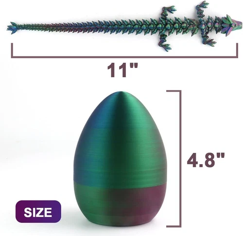 3D Printed Articulated Crystal Dragon Egg Flexible Mystery Dragon Toys Gift - Picture 2 of 6