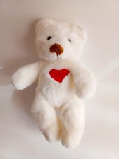 Vintage Russ Heartstrings White Plush Teddy Bear Stuffed Animal Red Heart 4481