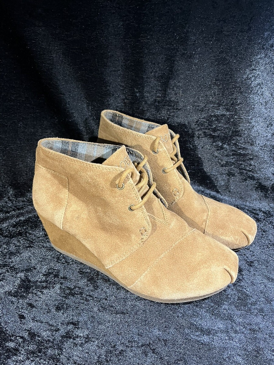Skechers BOBS Chestnut Suede Ankle Wedge Bootie High Notes Behold Womens  Size