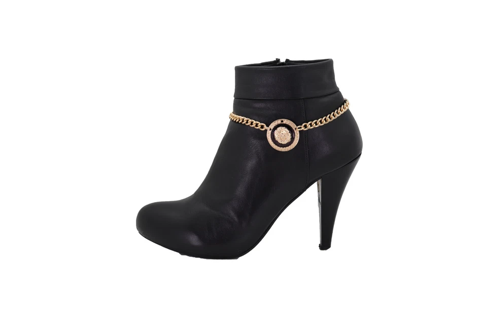 Mujer Oro Cadena Metal Occidental Botas Pulsera Zapato León Moneda Dije Calle - Imagen 2 de 4