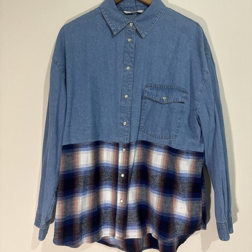 Tu Woman Denim Button Drop Shoulder Coat Size 14 - Picture 16 of 20