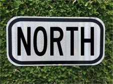 NORTH road sign  12"x 6" - DOT style sign - traffic highway road