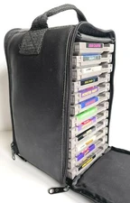EXCELLENT SAMSONITE LEATHER NES GAME CARTRIDGES TRAVEL CASE ~ HOLDS 12 GAMES