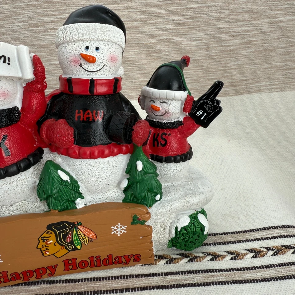 Chicago Blackhawks Muñeco de Nieve Navidad Decoración Banco Forever Coleccionables Foto 4 de 4