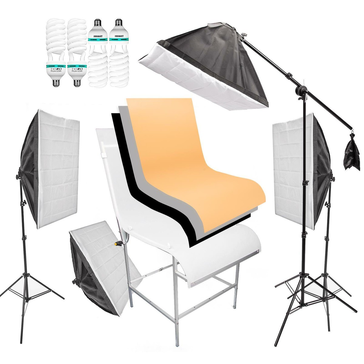 Continuous Lighting Kit 150W Softbox Studio Product Photography Shooting  Table