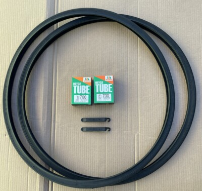 #ad 700 x 25c Road Bike Tires and Tubes Set All Black Semi Slick DURO $45.95
