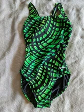 DOLFIN One Piece Swimsuit Womens Size 32 Black Green