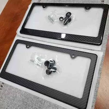 1pc - Vacuum Infused 100% Real Carbon Fiber License Plate Frames GLOSS CARBON