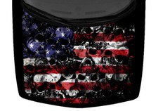 Dark US Flag Skulls Truck Vinyl Decal Car 58