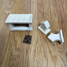 Antique VTG Porcelain Ceramic Wall Mount Soap Dish Handle  Toilet Towel Rack