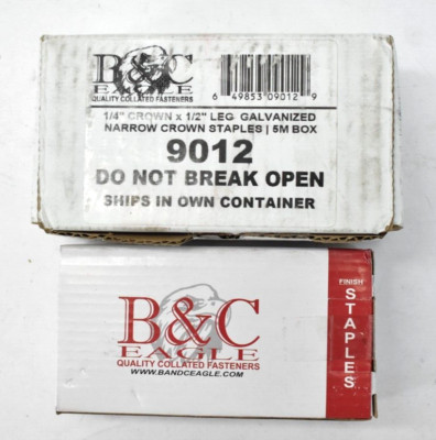 B&C Galvanized Narrow Crown Finishing Staples 5M Box 1/4'' Crown x 1/2'' Leg