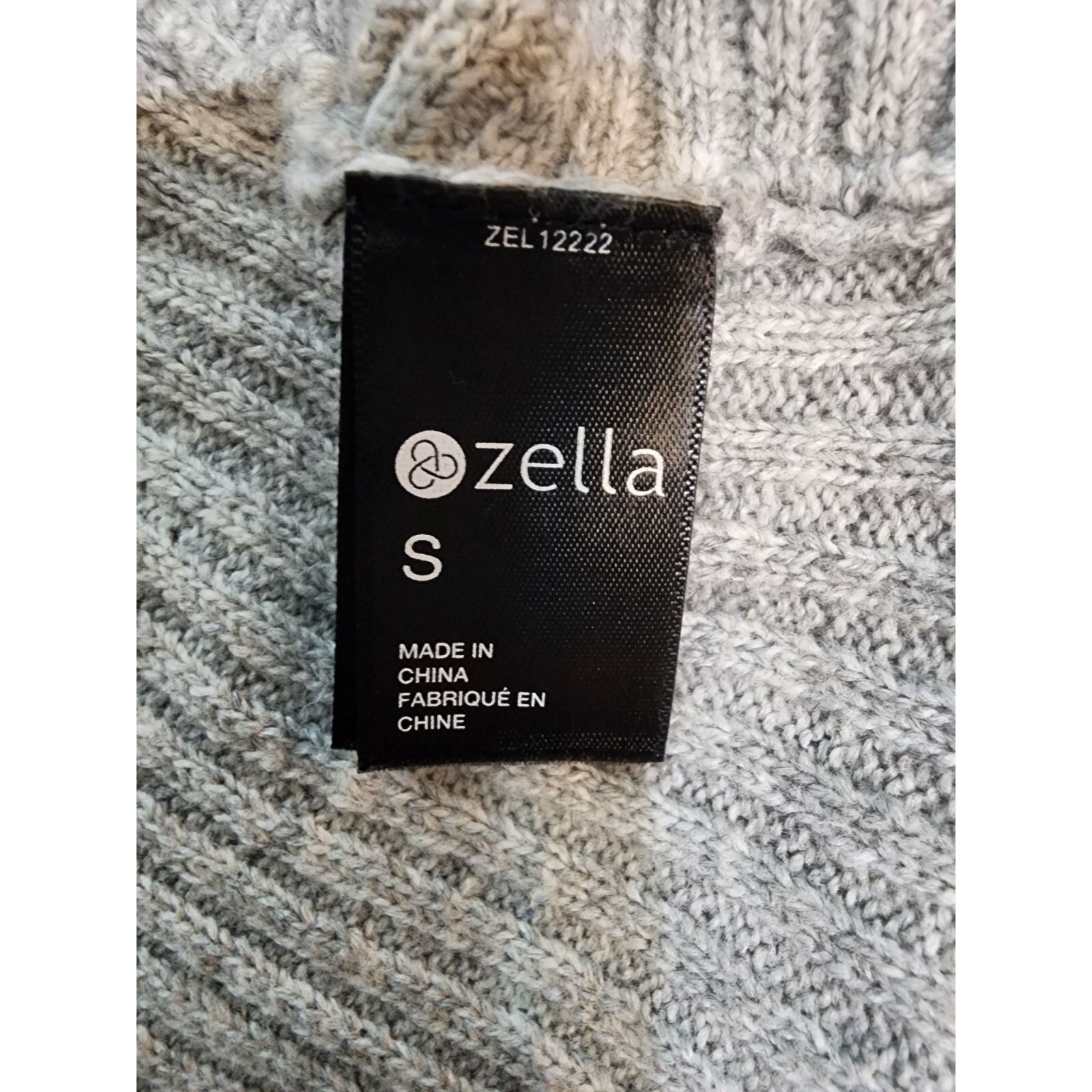Zella All Day Ribbed Cros Cross faux wrap Light Sweater Grey Size