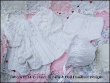 BABYDOLL HANDKNIT DESIGNS KNITTING PATTERN F114 COAT SET 16-22" DOLL / 0-3M BABY