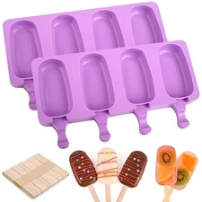 2 Pcs Silicone Ice Cream Molds Popsicle Maker Tray for Cake Pop Ice Pop