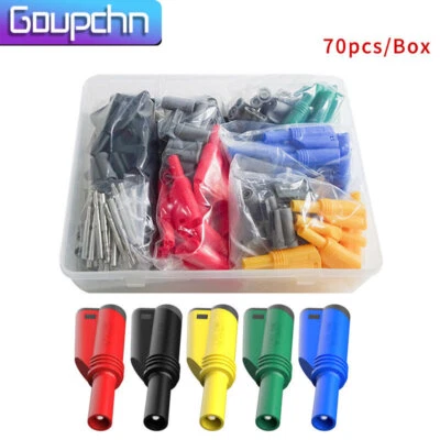 70 Stück/Box 4 mm ummantelter Bananenstecker 32 A vollisolierter stapelbarer Stecker - Bild 1 von 4
