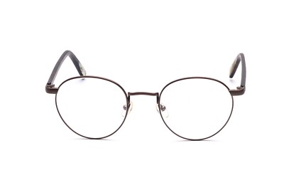 Rund Panto Brille Titanium Herren Damen groß 49 - 22 mm Braun Horn Neu