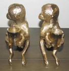 Vintage Cast Metal Shiney Brass Monkey Candlestick Candle Holder 5.25" — photo 2
