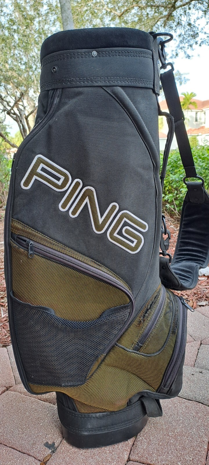 golf cart staff bag PING 6 div black shoulder strap rain cover all zip work see eBay