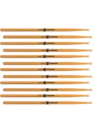 6 PACK Promark Rebound 5B ActiveGrip Clear Hickory Drumstick, Acorn Wood Tip