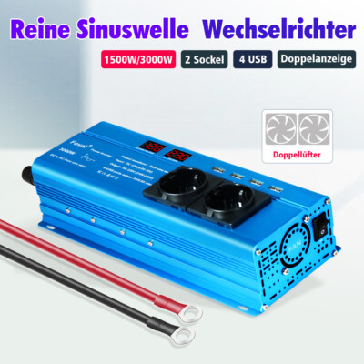 MOBILEKTRO 1500W Sinus Wechselrichter 12V Auf 230V - Mit Fernbedienung Für Camping & Wohnmobil