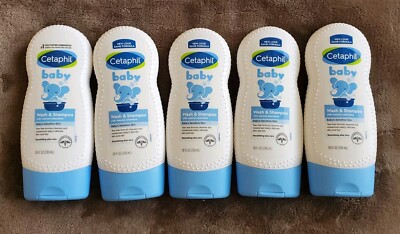 5 Cetaphil Baby Wash & Shampoo Face & Body with Natural Calendula 7.8 FL oz. NEW