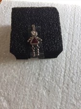 .925 Sterling Silver FEBRUARY RED STONE GIRL BIRTHSTONE BABY CHARM/PENDANT