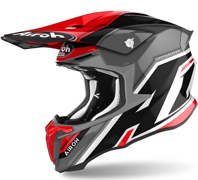 AIRROH TWIST 2.0 SHAKEN RED WHITE GRI MOTORCYCLE CROSS ENDURO HELMET SIZE XS