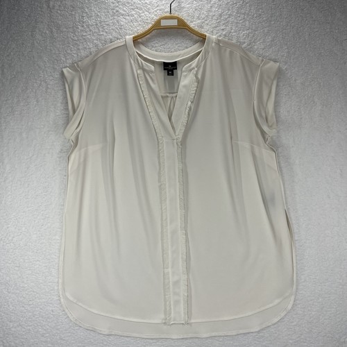 Chemisier En Lin Ivoire WORTHINGTON - Taille 12, Manches Longues, Occasion Excellent état