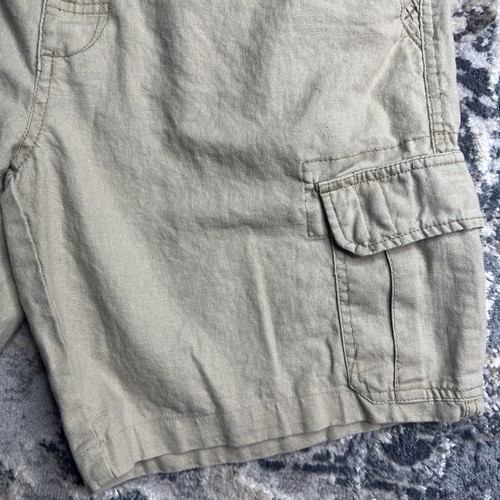 Paradise Collection Mens 34 Khaki Linen Cotton Cargo Shorts Light 9” Inseam - Picture 6 of 16