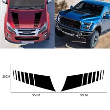2Pc 95cm Car Bonnet Sticker Vinyl Decor Decal Car Hood Black Racing Stripe