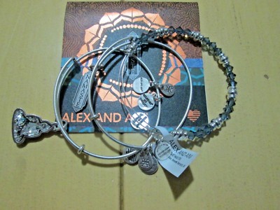 BRAND NEW Alex & Ani NAMASTE Rafaelian Silver Bracelet Set