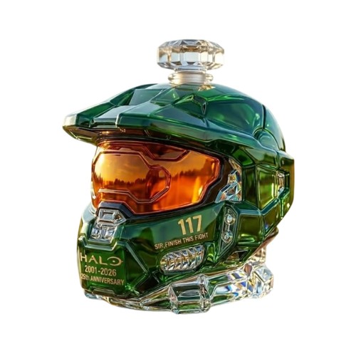Halo 117 25th Anniversary 2026 Whiskey Flasche Master Chief Glaskolben für Gamer