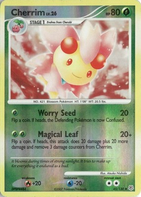 Pokemon Cherrim Uncommon Reverse Holo Diamond and Pearl 2007 45/130 LP