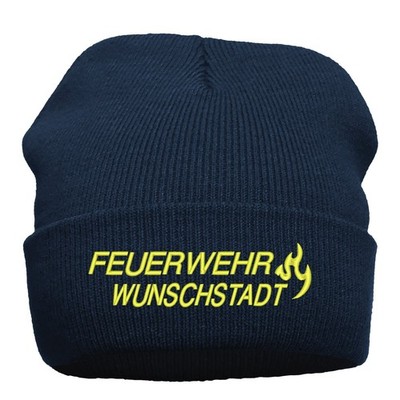 Beanie Strickmütze bestickt mit FEUERWEHR + Wunschstadt Mütze Herbst Winter NEU