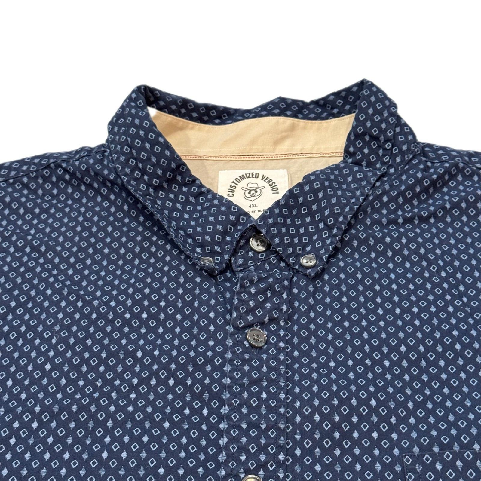 Customized Version Navy Blue Patterned Button Dow… - image 3