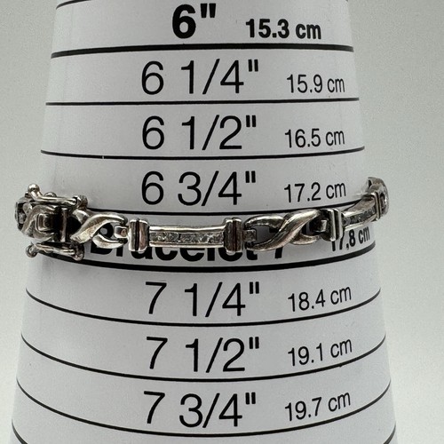 Sterling Silver Diamond Accent Tennis Bracelet 6.5” FAS Infinity Link - Picture 9 of 10