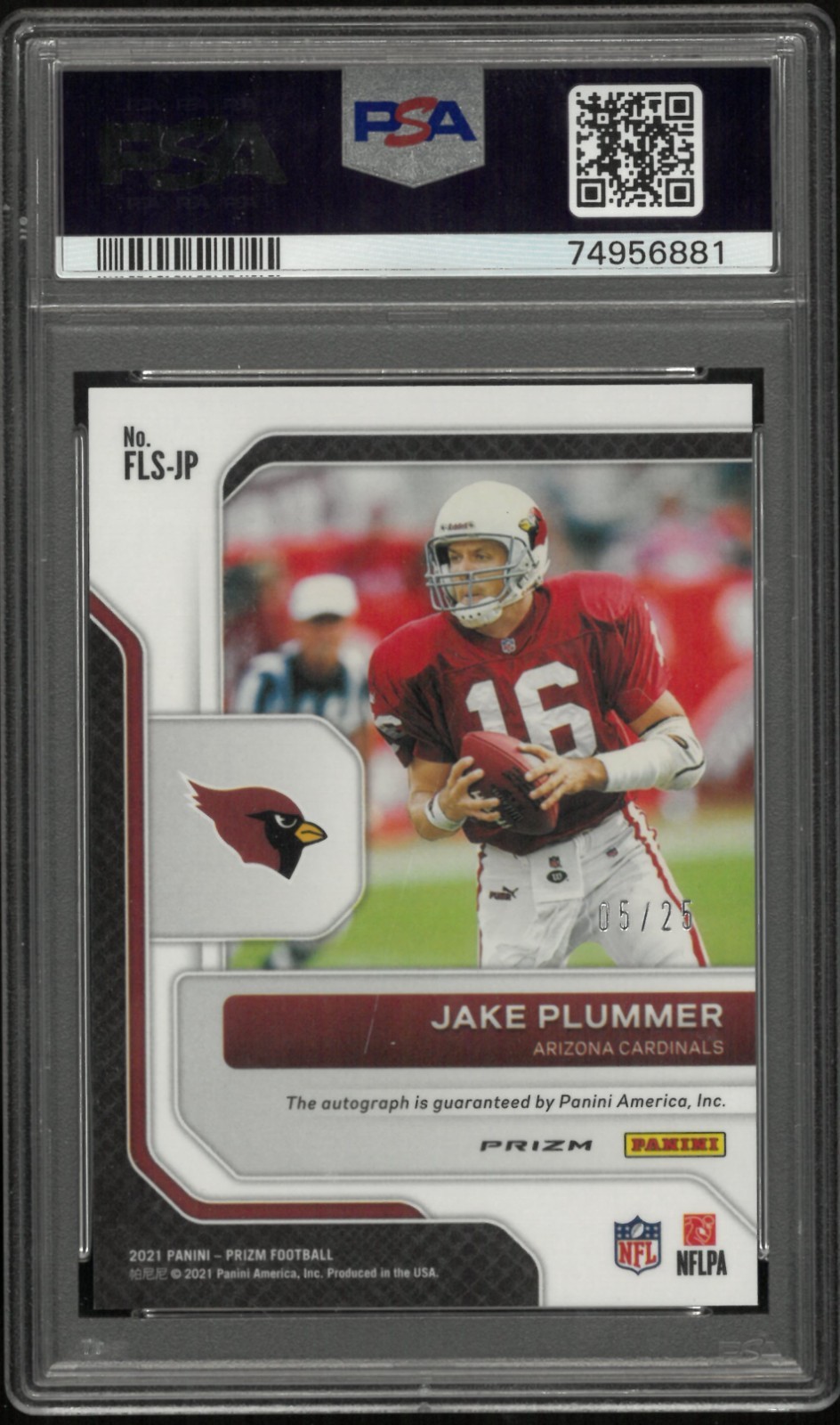2021 Prizm Football Jake Plummer Franchise Legends Purple Power Auto PSA 9 /25 view 2