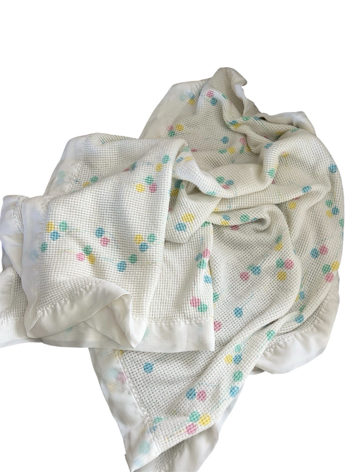 Vintage Baby  Morgan Cozy Balloon Blanket Waffle Weave Satin Edge NO TAG 38x40