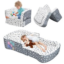 Travel Bed, Portable Bed  Chair 2-in-1   Convertible Travel Crib with Storag...