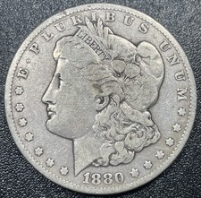 1880-CC Carson City Mint Morgan Silver $1 Dollar VF Very Fine Details Cleaned