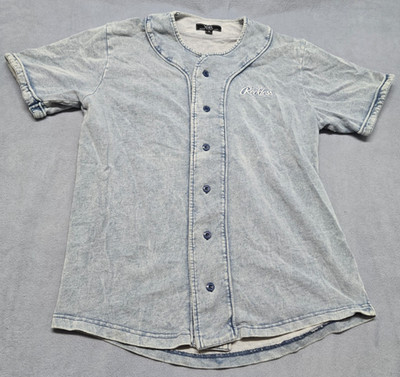Young Reckless Los Angeles Blue Button Up Short Sleeve Men s M