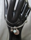 Beach themed silver charm bracelet assorted charms palm tree sea glass UNWRITTEN — photo 1