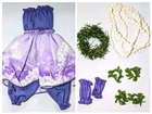 Hawaiian Hula Outfit Barbie Doll Sz Purple Romper Skirt Real Shell Lei +MORE Vtg