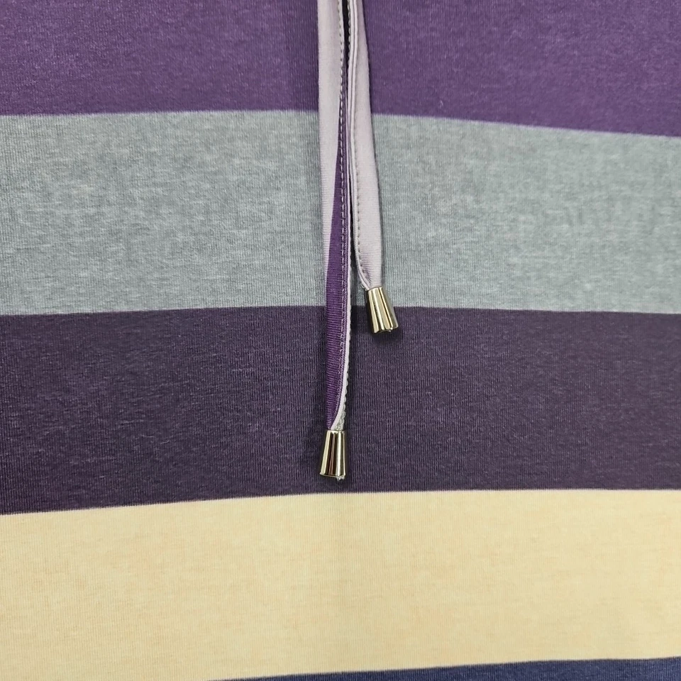 BloomChic Mujer Azul Púrpura Gris Crema Rayas Sudadera con Capucha Cordón Talla L/XL NUEVO CON ETIQUETAS Foto 3 de 4