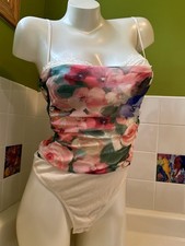 VICI Women  s Floral Bodysuit Lace Trim Adjustable Straps S PC7137VC
